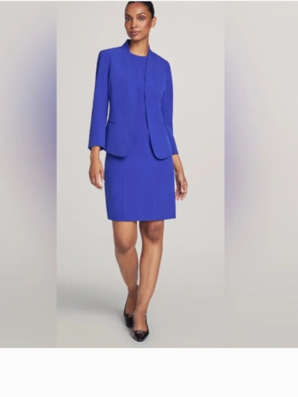 Ann Klein Executive Collection Blue Sheath Dress Size 14